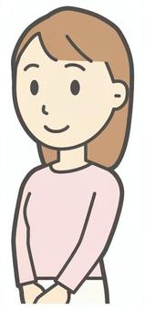  ロングヘア女性-009-バスト 立つ,女性,女の子,人物,かわいい,起立,バストアップ,上半身,若い,挿絵のイラスト素材