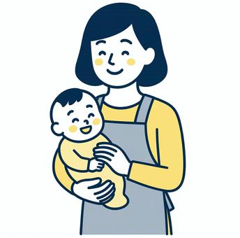 子育てシリーズ　赤ちゃんを抱っこするママ