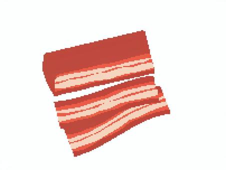 ベーコンブロックのドット絵風アイコン ベーコン,加工肉,塊肉,肉,燻製,食べ物,ドット絵,ピクセルアート,保存食,豚肉のイラスト素材