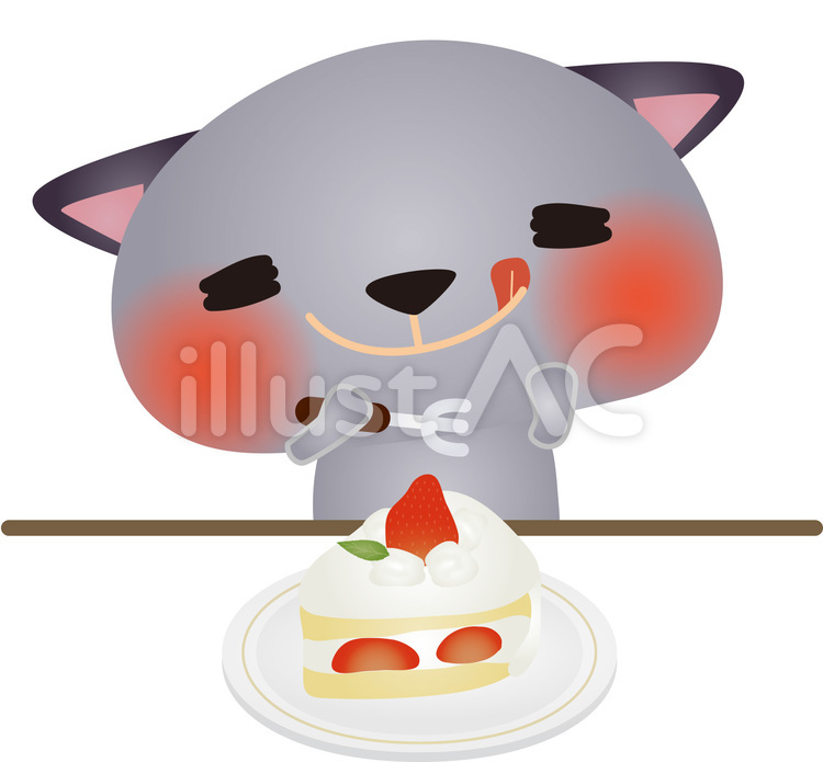 cat235 猫,ケーキ,ショートケーキのイラスト素材