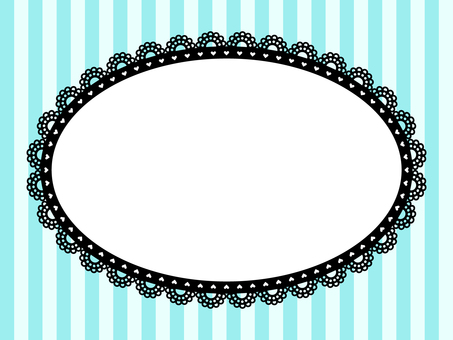 かわいいレースフレーム2・楕円ストライプ レース,ストライプ,楕円,黒,ゴシック,美しい,素敵,フレームのイラスト素材