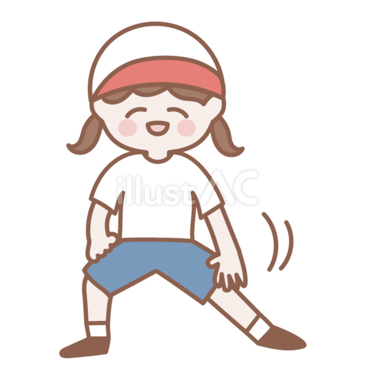 伸脚をする女子 体育,教材,小学校のイラスト素材