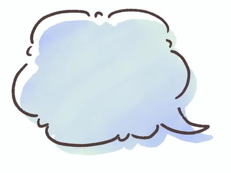 雲形の手描き風吹き出し（青） 雲形,もこもこ,青,カット,手描き風,吹き出しのイラスト素材