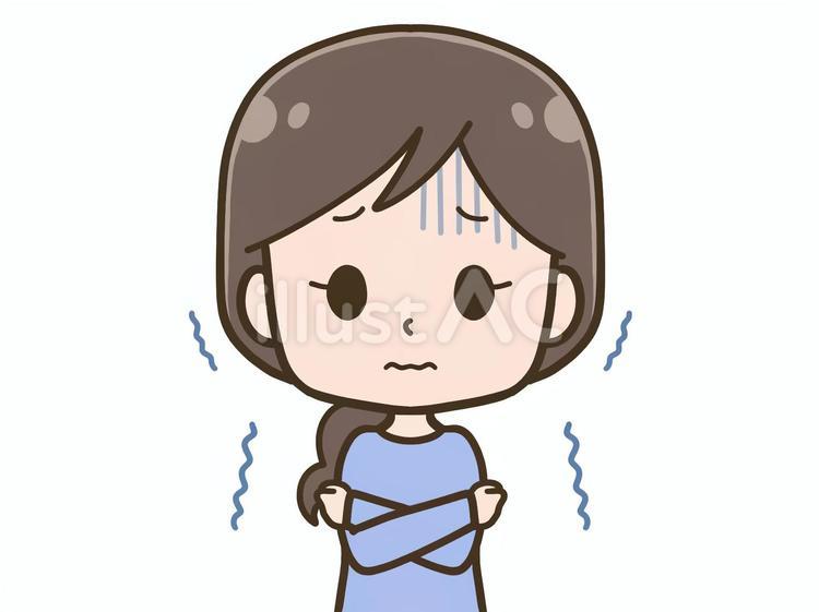 体が冷えている女性 冷え性,寒い,人物のイラスト素材