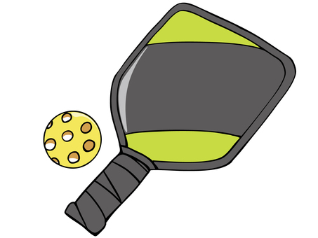 ピックルボール ピックルボール ピックルボール,スポーツ,ボール,ラケット,ゲーム,主線あり,イラスト素材,広告,チラシ,cmのイラスト素材