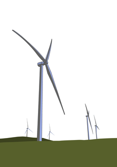 風力発電のある風景 風力発電,風車,丘,草原,風景のイラスト素材