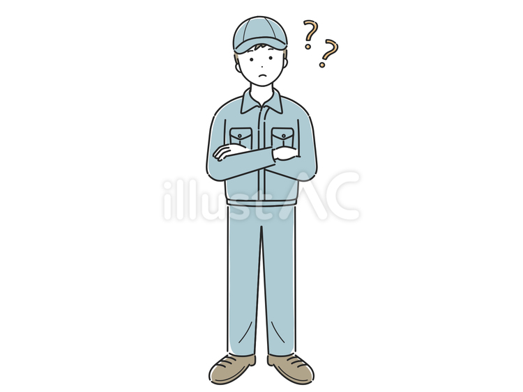 考えている作業服の男性 男性,人物,考えるのイラスト素材