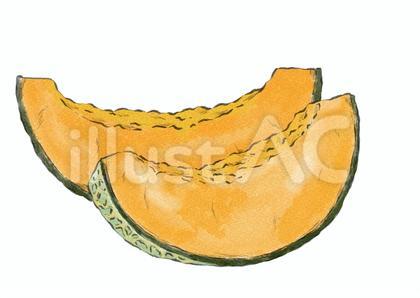 複数のカットされた赤肉メロン(水彩)