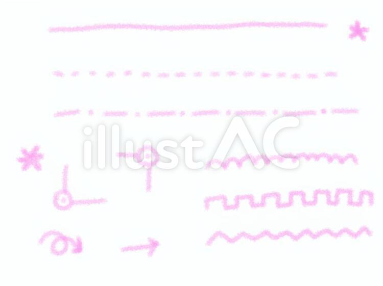 ピンクのクレヨン線 罫線,ピンク,クレヨンのイラスト素材