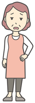  呆れているエプロンのおばさん あきれる,女性,人,人物,主婦,中年,シニア,エプロン,ママ,お母さんのイラスト素材