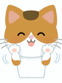 三毛猫拒否 三毛猫,拒否,否定,遠慮,なだめる,ネコ,キャット,動物,ペット,日本猫のイラスト素材