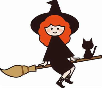 Illustration, witch, black cat, halloween, 