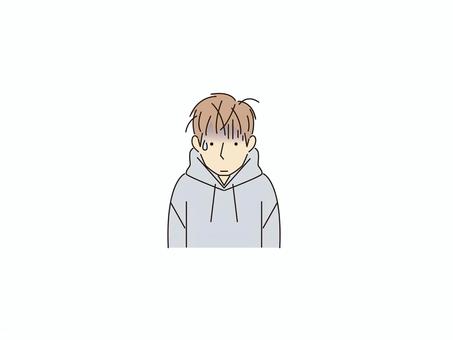 ドン引きするパーカーを着た若者 戸惑い,困惑,引く,拒絶,ショック,カラー,若者,男性,パーカー,青年のイラスト素材