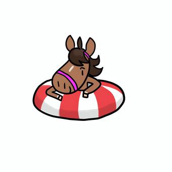 Illustration, horse, a float, tiny, 