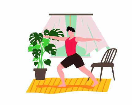 ヨガ 0149 ヨガ,男性,ポーズ,運動,フィットネス,スポーツ,ストレッチ,生活,健康,人物のイラスト素材