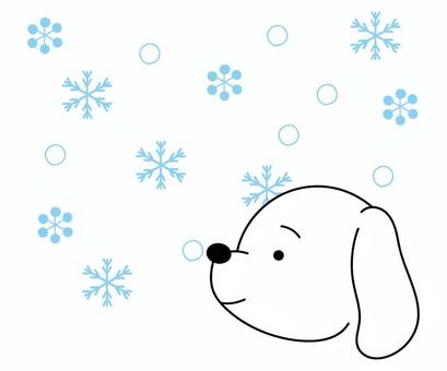 雪を見る白い犬 犬,ペット,ミニチュアダックスフンド,ビーグル,ゴールデンレトリバー,雪の結晶,垂れ耳,笑顔,嬉しい,喜びのイラスト素材