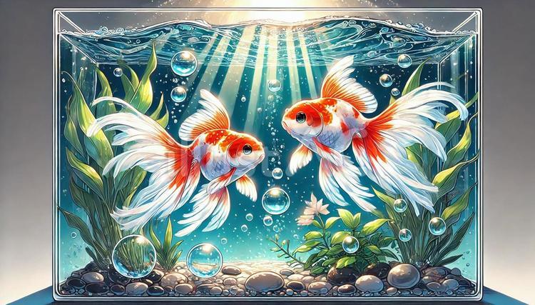 2匹の金魚 金魚,水槽,魚のイラスト素材