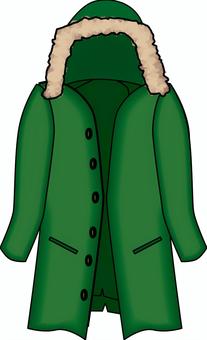防寒着 防寒着 防寒着,ファーコート,アウター,ファッション,冬,緑,線画のイラスト素材