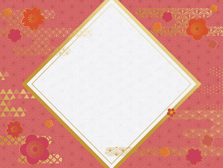 たなびく和柄の雲のゴールドフレーム フレーム,花柄,金,ゴールド,柄,模様,和柄,麻の葉,麻の葉柄,雲のイラスト素材