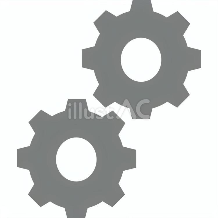 歯車2つ　灰色(2つとも同じ大きさ) 歯車,灰色,噛み合うのイラスト素材