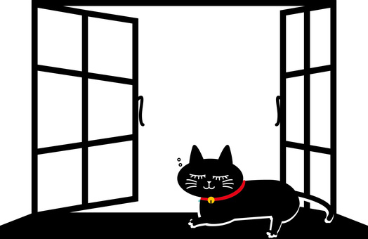 黒猫窓際  黒猫窓際  黒猫,寝る,かわいい,デフォルメ,動物,シンプル,窓際,部屋のイラスト素材
