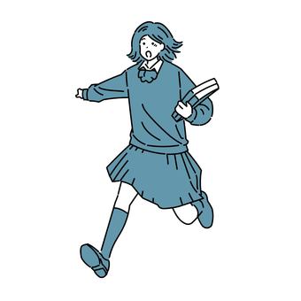 慌てて走る女子生徒 慌てて走る女子生徒 女性,学生,走る,全身,慌てる,焦る,急ぐ,制服,遅刻,生徒のイラスト素材