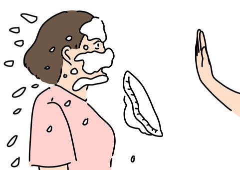 パイ投げされた直後の女性　カラー パイ投げ,女性,ビックリ,顔面,カラーのイラスト素材