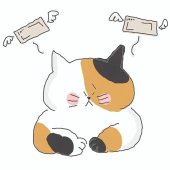 お金がない三毛猫ちゃん♪ かわいい,お金,貧乏,貧しい,支出,浪費,無駄遣い,消費,貧困,マネーのイラスト素材
