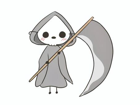 鎌を持ってる死神の仮装 死神,骸骨,ハロウィン,鎌,イベント,季節,行事,10月,秋,仮装のイラスト素材
