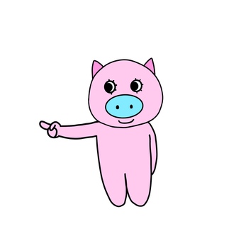 指さすぶたさん 指さし,ぶた,右,あっち,見てのイラスト素材