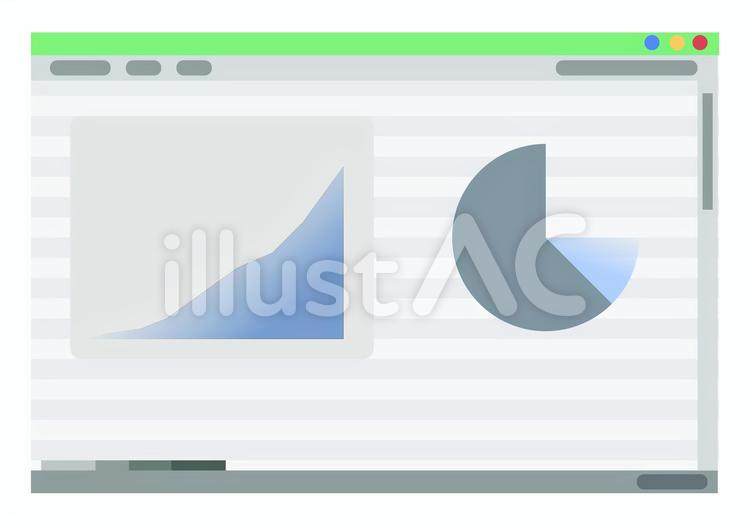 表計算ソフトとグラフのイラスト 表計算,グラフ,折れ線グラフのイラスト素材