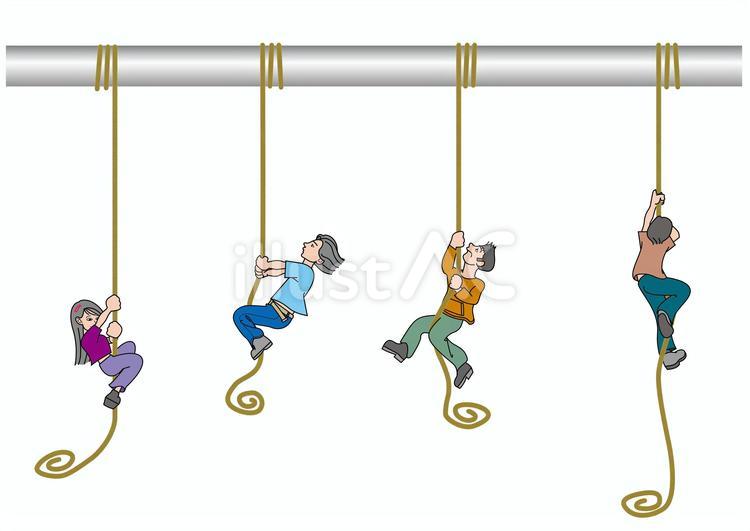 上を目指してロープを登る2 ロープ,登る,若い男のイラスト素材