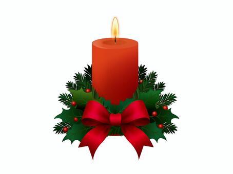 クリスマスキャンドルとリボンリース飾り3 クリスマス,xmas,キャンドル,蝋燭,燈,リボン,リース,柊,飾り,装飾のイラスト素材