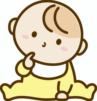 考える赤ちゃん01 赤ちゃん,人物,かわいい,考える,見上げる,思案する,乳児,イラスト,素材のイラスト素材