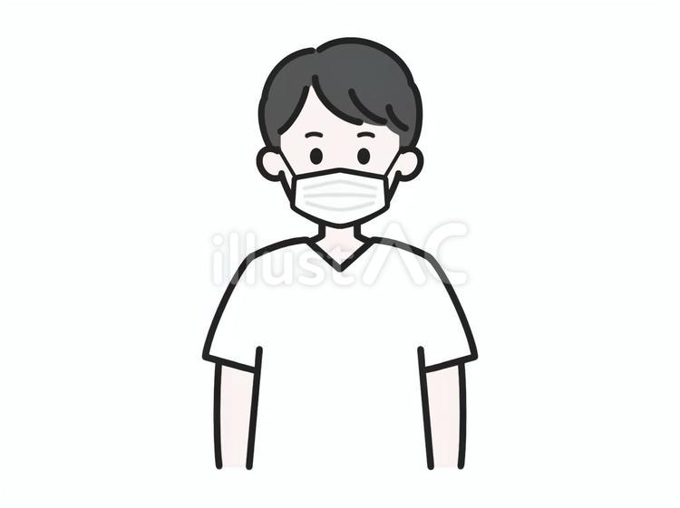 マスク／男性医療スタッフ①（ホワイト） 男性,マスク,感染のイラスト素材