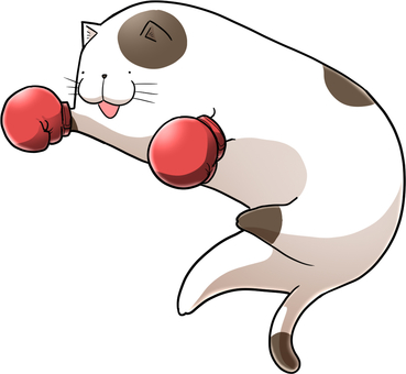 パンチを放つ三毛猫 ネコ,動物,ペット,丸い,ゆるい,かわいい,パンチ,ボクシング,スポーツのイラスト素材