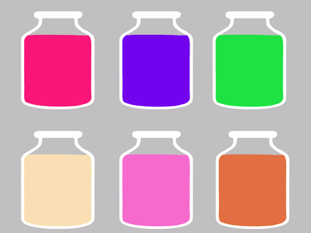 カラフルなボトル瓶のアイコンのセット素材 ボトル,瓶,カラフル,アイコン,容器,ガラスビン,入れ物,セット,スウォッチ,テクスチャのイラスト素材