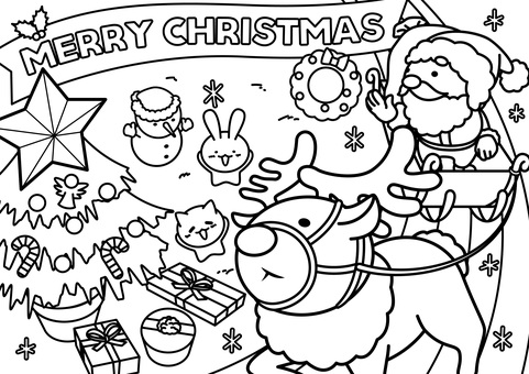 クリスマスぬりえ クリスマスぬりえ クリスマス,ぬりえ,ぬり絵,塗り絵,スケッチ,色塗り,絵,遊び,モノクロ,モノトーンのイラスト素材