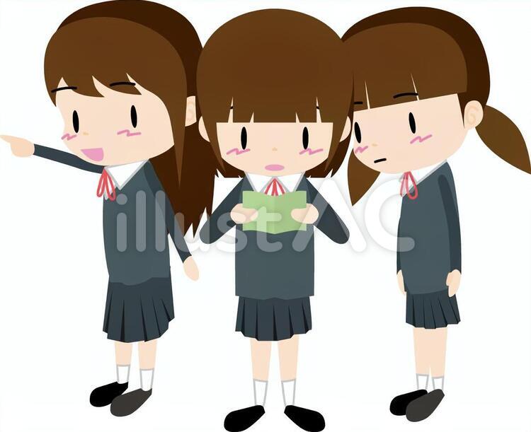 修学旅行（散策・女子） 修学旅行,案内,自由行動のイラスト素材