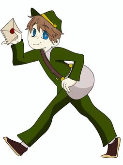 手紙を運ぶ男の子 手紙を運ぶ男の子 郵便屋さん,配達,制服,男の子,カラーのイラスト素材