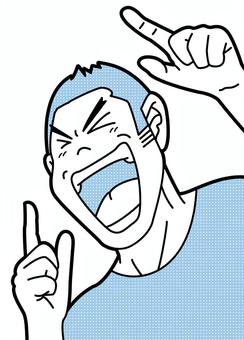 漫画風　喜ぶ男性 人物,漫画,漫画風,コミック,コミック風,線画,手書き,男性,男,喜ぶのイラスト素材