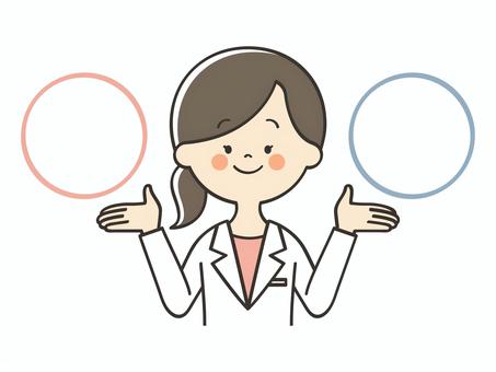 比較する白衣の女性 比較する,比べる,比較,紹介,説明,選択,選択肢,abテスト,対比,プランのイラスト素材