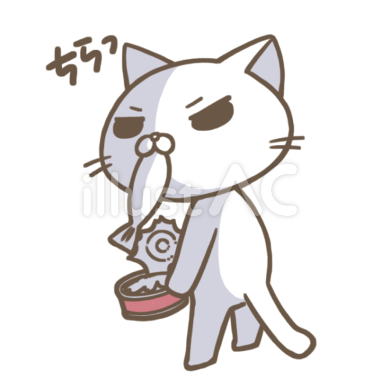 ちらっ 猫,かわいい,ゆるキャラのイラスト素材