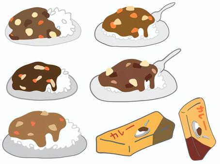 カレーのイラスト カレー,食べ物,カレールー,イラスト,セット,手描きのイラスト素材