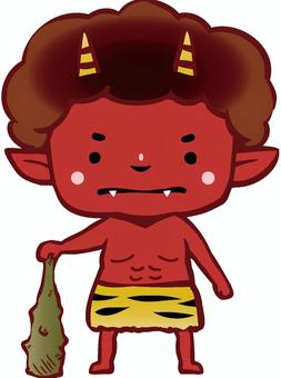 Red demon with a club Red demon with a club