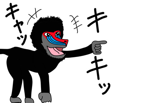 馬鹿にするマンドリル マンドリル,笑う,馬鹿,動物,野生のイラスト素材