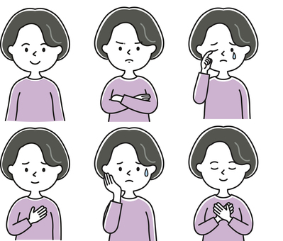 MIX01 上半身 女性_顔白-影GBW MIX01 上半身 女性_顔白-影GBW 女性,ミセス,笑う,笑顔,怒る,叱る,泣く,悲しい,安心,安堵のイラスト素材