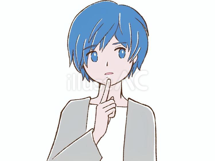 カッコいい男の子　思案 人差し指,仕草,思案のイラスト素材