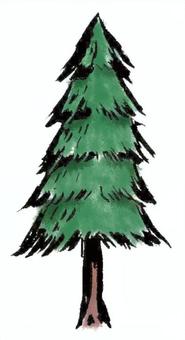 杉の木 杉,木,自然,緑,筆描き,墨絵,水墨画,植物のイラスト素材