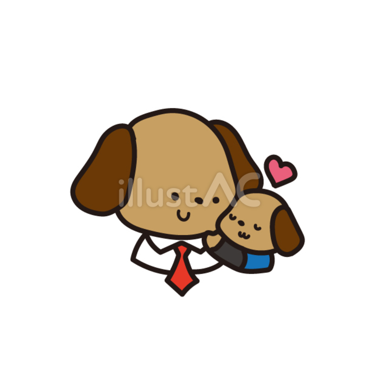 6月の動物おたより（父の日、犬の親子） 6月,おたより,父の日のイラスト素材